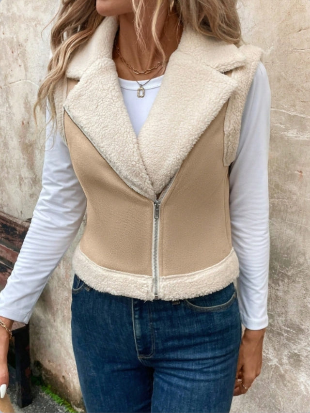 Zip Up Sherpa Vest Coat | Hanalas