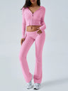 Devine Zip Up Long Sleeve Hooded Top and Pants Sweater Set