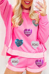 Sequin Heart Round Neck Top and Shorts Set | Hanalas