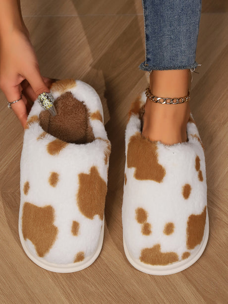 Animal Print Faux Fur Slippers | Hanalas