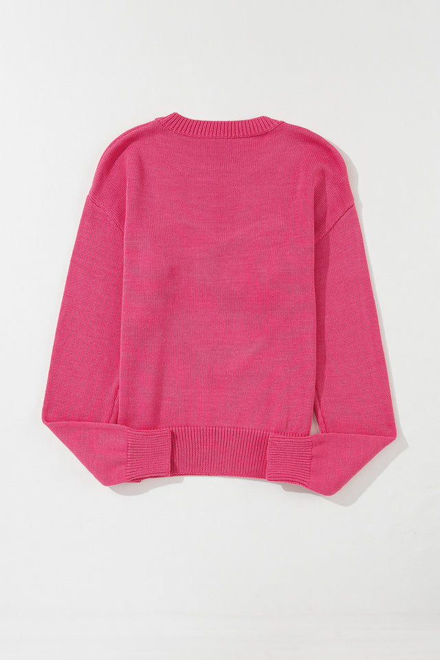 XOXO Round Neck Drop Shoulder Sweater | Hanalas