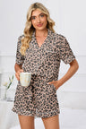 Full Size Leopard Short Sleeve Top and Shorts Lounge Set Plus Size | Hanalas