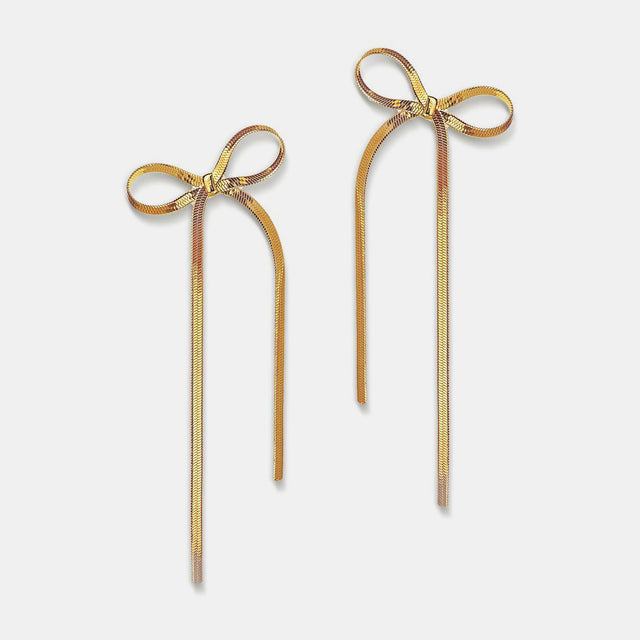 Stainless Steel Bow Bar Earrings | Hanalas