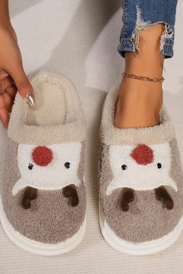 Elk Furry PVC Flat Slippers | Hanalas