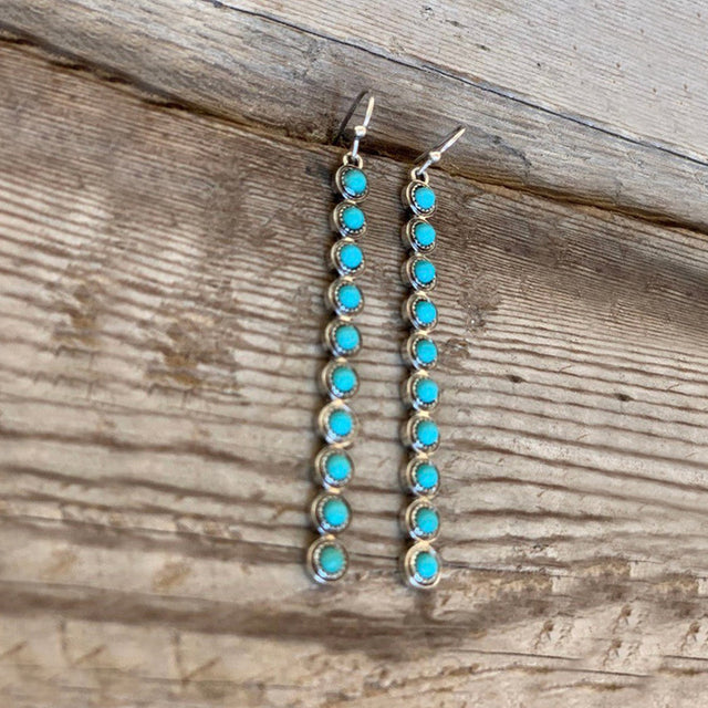 Artificial Turquoise Alloy Bar Earrings | Hanalas