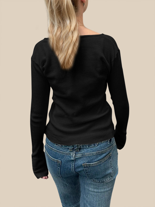 Devine Quarter Button Long Sleeve T-Shirt | Hanalas