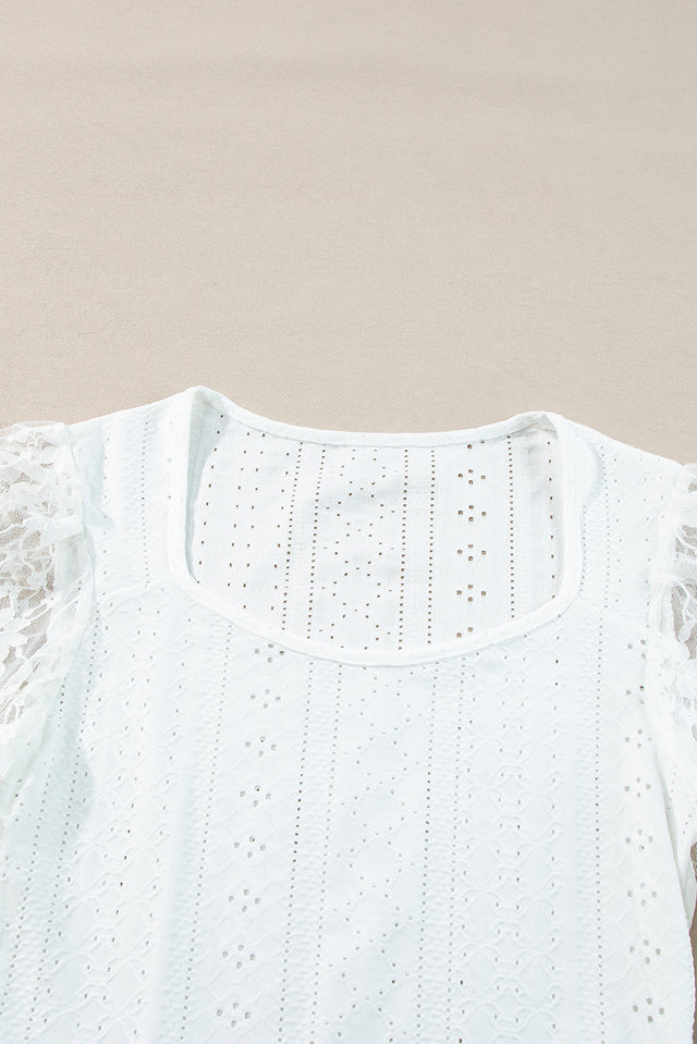 Eyelet Lace Long Sleeve Bodysuit | Hanalas