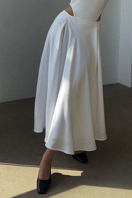 Back Elastic Waist Satin Minx Skirt | Hanalas