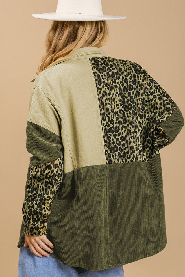 High-Low Leopard Snap Down Shacket | Hanalas