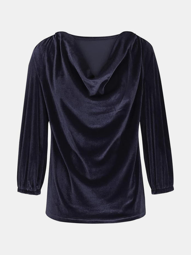 Cowl Neck Three-Quarter Sleeve Top | Hanalas