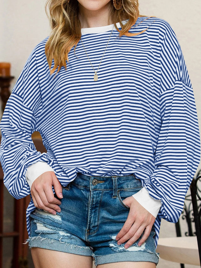 Contrast Striped Long Sleeve Sweatshirt | Hanalas