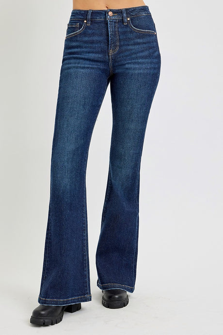 RISEN Full Size High Rise Flare Jeans with Pockets Trendsi Hanalas