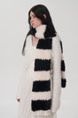 Fuzzy Contrast Striped Scarf | Hanalas