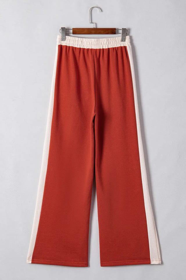 Drawstring Contrast Wide Leg Pants Trendsi Hanalas