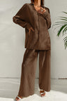 Johnny Collar Button Down Top and Pants Set | Hanalas