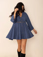 Cutout Johnny Collar Long Sleeve Mini Dress Trendsi Hanalas