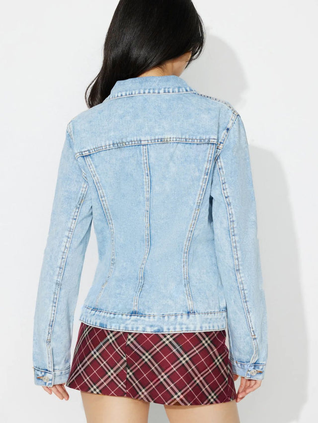 Button Up Long Sleeve Denim Shacket Trendsi Hanalas