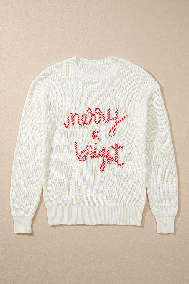 MERRY & BRIGHT Round Neck Sweater | Hanalas