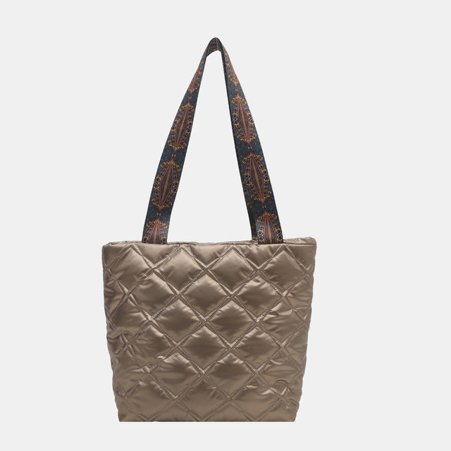 PU Leather Printed Strap Quilted Handbag | Hanalas