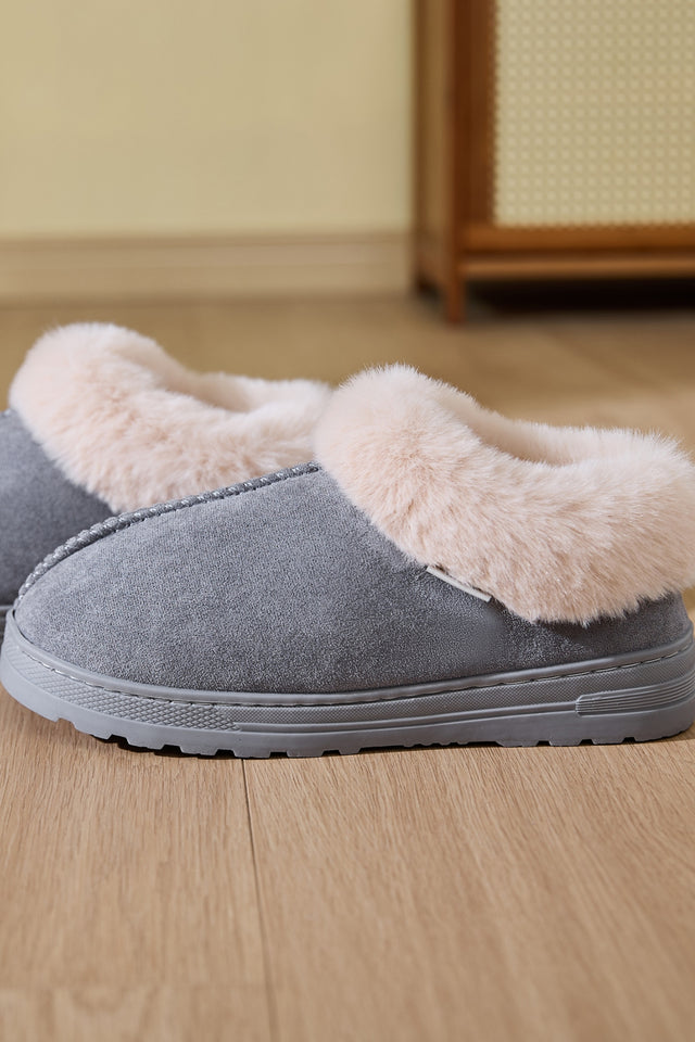 Faux Fur Round Toe Platform Slippers | Hanalas