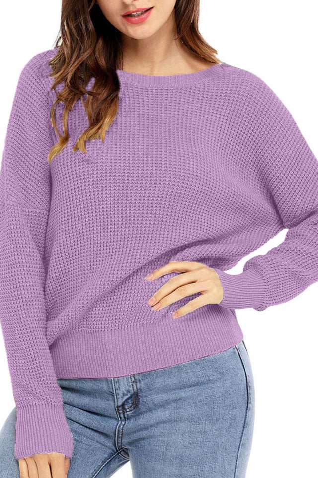 Crisscross Back Boat Neck Sweater | Hanalas