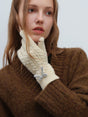 Thermal Pearl Detail Bow Five-Finger Gloves | Hanalas