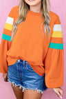 Color Block Round Neck Long Sleeve Sweatshirt | Hanalas