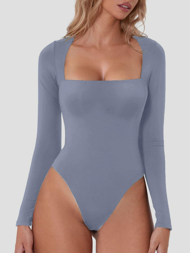 Square Neck Long Sleeve Bodysuit | Hanalas