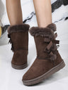 Bow Thermal Faux Fur Suede Boots | Hanalas