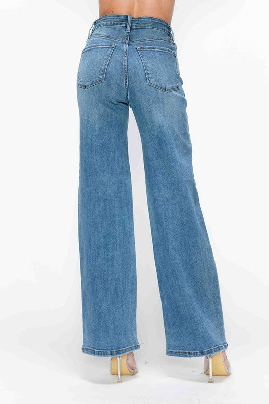 bytos Full Size High Rise Wide Leg Jeans with Pockets | Hanalas