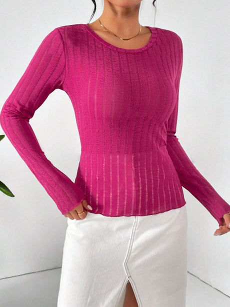 Round Neck Long Sleeve T-Shirt | Hanalas