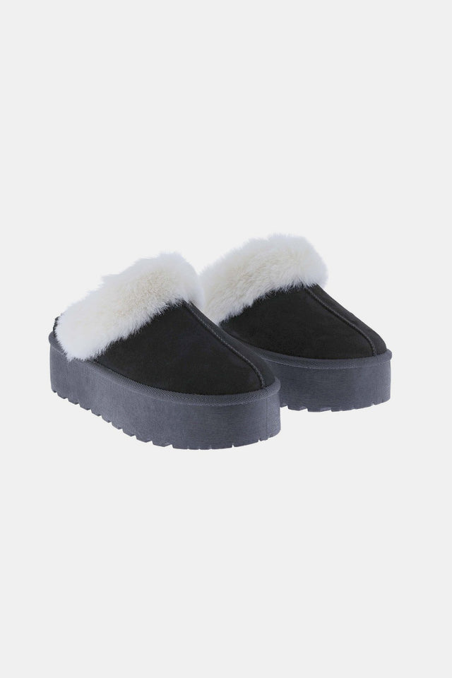 Weeboo Thick Bottom Fur Trim Snow Slippers Trendsi Hanalas