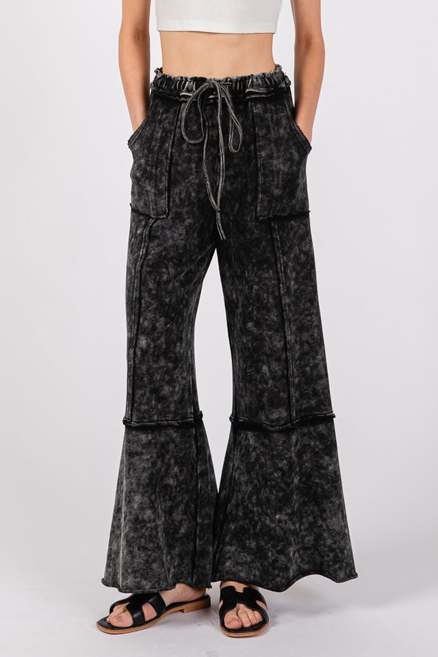 SAGE + FIG Mineral Washed Terry Wide Leg Pants | Hanalas