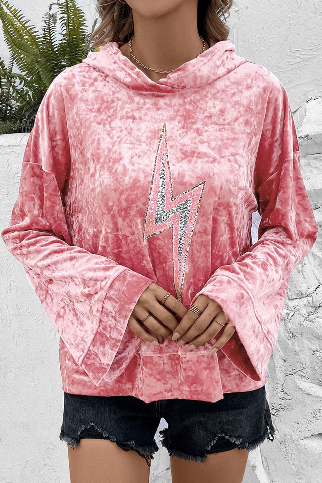 Thunderbolt Sequin Long Sleeve Hoodie | Hanalas