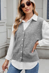 Button Down V-Neck Sweater Vest | Hanalas