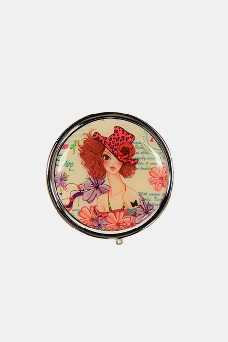 Nicole Lee USA Print Metallic Circular Large Pill Case | Hanalas