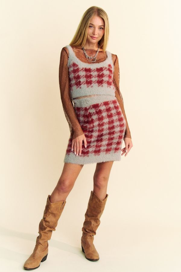 Davi & Dani Scoop Neck Wide Strap Top and Skirt Sweater Set | Hanalas