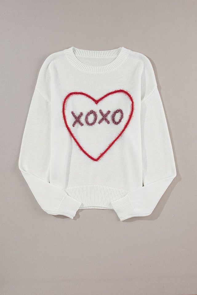 XOXO Round Neck Drop Shoulder Sweater | Hanalas