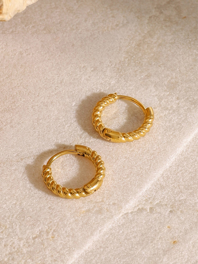 18K Gold-Plated Stainless Steel Huggie Earrings | Hanalas