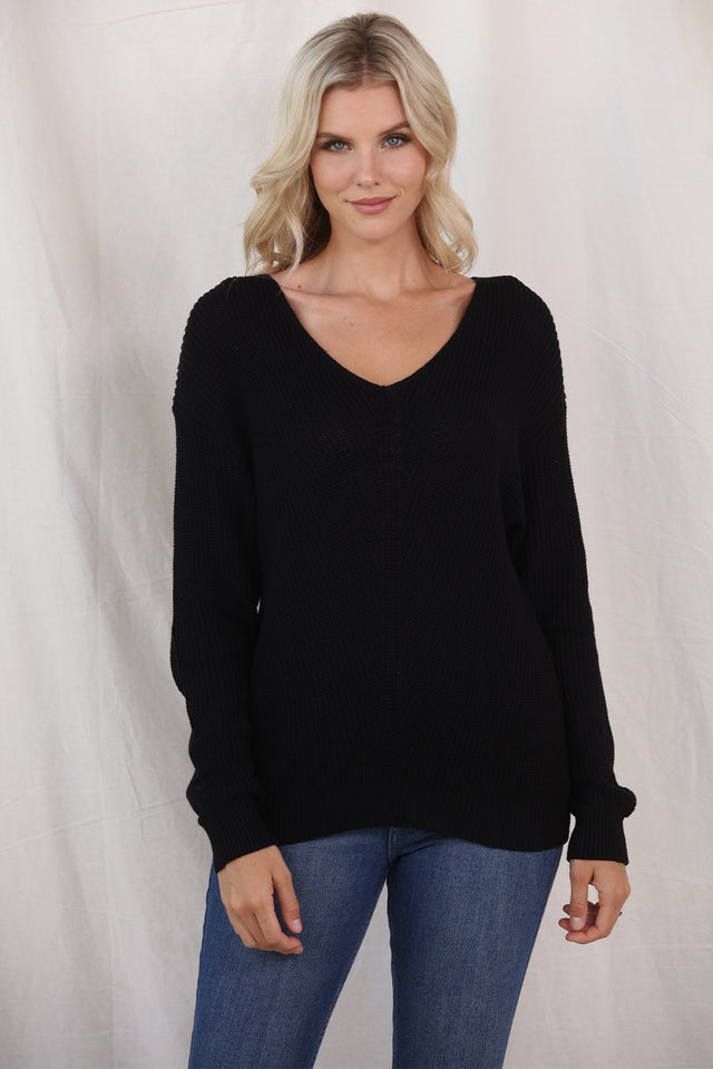 V-Neck Drop Shoulder Sweater | Hanalas