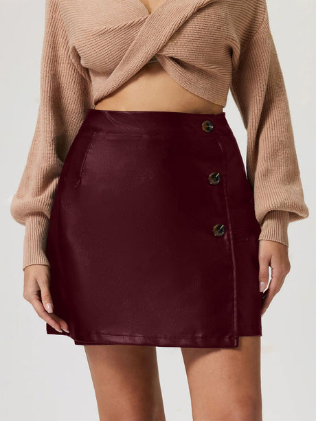 Buttoned High Rise Mini Skirt | Hanalas