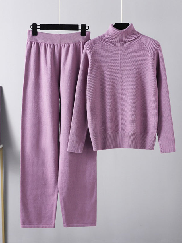 Basic Bae Turtleneck Raglan Sleeve Top and Pants Sweater Set Trendsi Hanalas