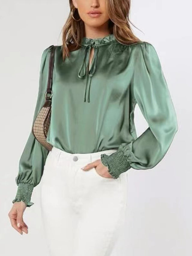 Frill Tied Lantern Sleeve Blouse | Hanalas