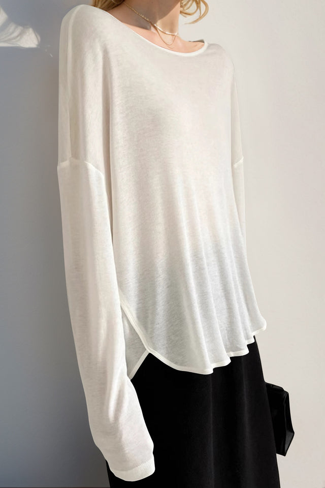 Basic Bae High-Low Long Sleeve T-Shirt Trendsi Hanalas