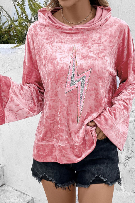 Thunderbolt Sequin Long Sleeve Hoodie | Hanalas