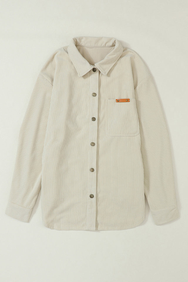 Corduroy Button Up Pocketed Shacket | Hanalas