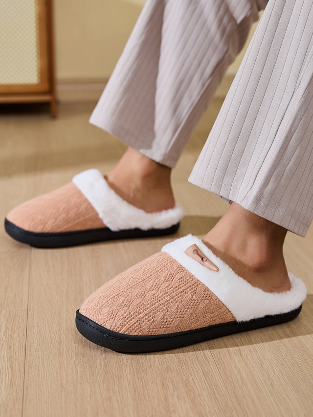 Horn Buckle Furry Texture Flat Slippers | Hanalas