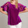 Umgee Full Size Velvet Embroidery Short Sleeve Blouse | Hanalas