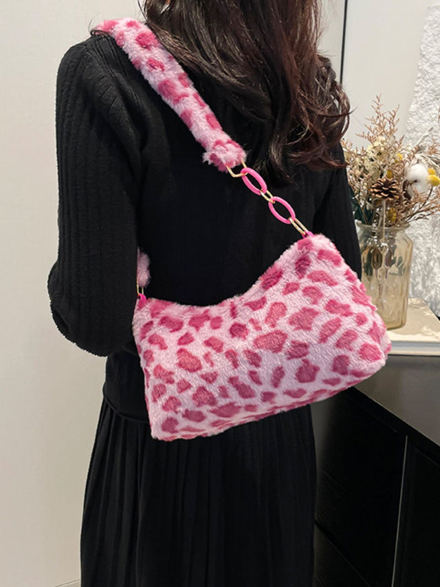 Leopard Fluff Shoulder Bag Trendsi Hanalas