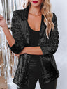 Sequin Lapel Collar Long Sleeve Blazer | Hanalas